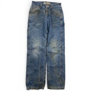 Lee Carpenter Jeans Vintage Loose Fit Straight Leg Distressed 29 x 32 Stained